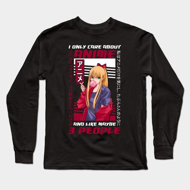 I Like Anime Video Games And Maybe 3 People Gamer Long Sleeve T-Shirt by theperfectpresents